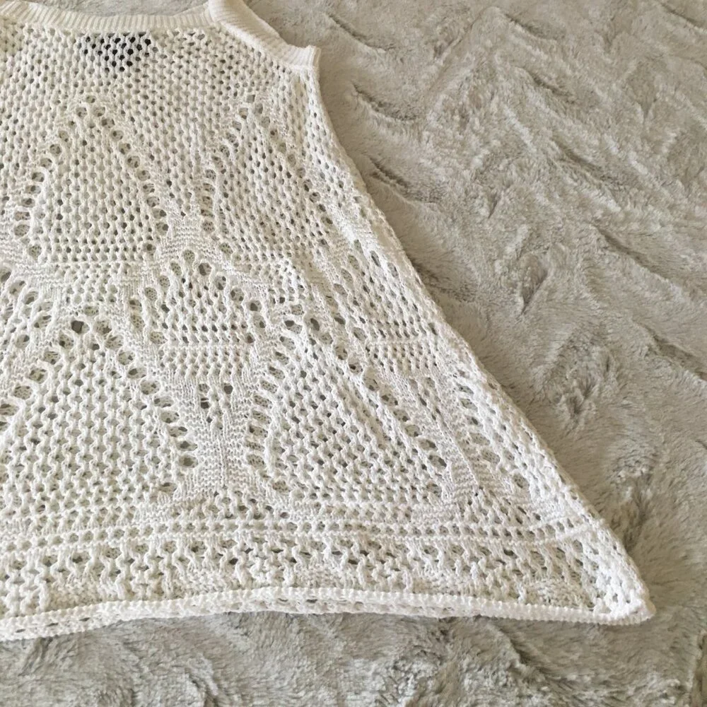 chelsea & theodore white cotton crochet top tank top size small